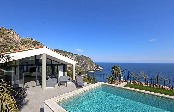 Location villa neuve à Eze avec vue mer panoramique